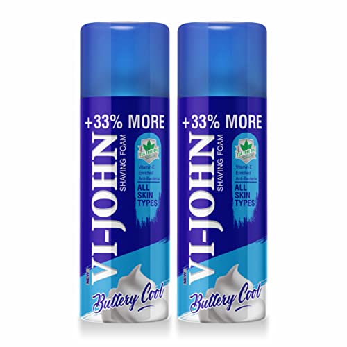 Image of VI - JOHN Shaving Foam For Men,All Skin Type Shaving Foam With Goodness Of Nature,Tea Tree Oil,Vitamin E Enriched&Anti-Bacterial Formula(400Gm Each-Pack Of 2)