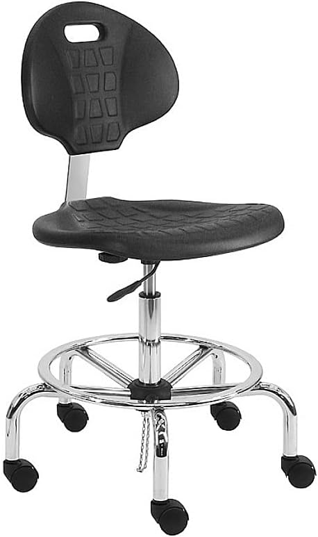 BenchPro LCT-DUA ESD Urethane Polyurethane Stools Chair with Chrome Base & 19 to 27 in. Height Adjustment Black