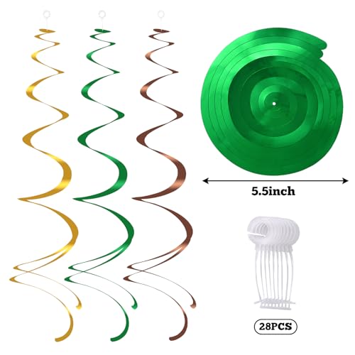 Image of Colorful Ceiling Swirl Foil Decorations Football Hanging Plastic Streamer Themed Swirl Party for Football Party Touchdown Sports Graduation, Pack of 28