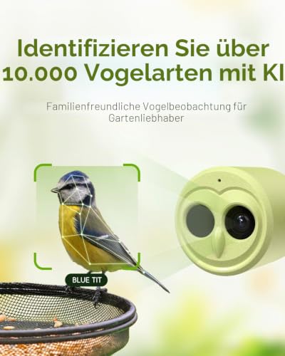 Hibird 4K HD Smart Bird Feeder Kamera, solarbetrieben, 2.4G/5G Dual WiFi, 6X Zeitlupenvideo, KI identifiziert 10.000+ Arten