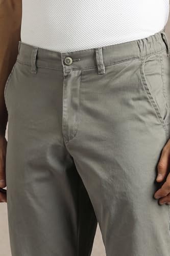 Image of Louis Philippe Men's Slim Fit Slant Pocket Made of Stretch Fabric Solid Casual Trouser