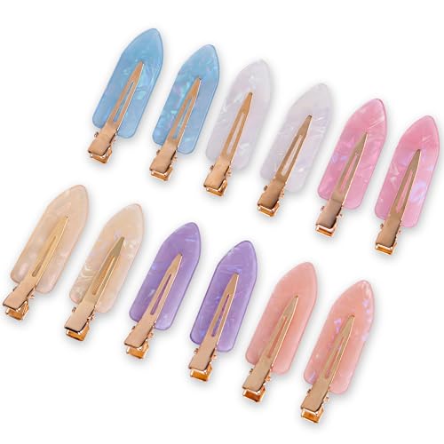 Cptots No Crease Creaseless No Bend Hair Clips For Styling Non Slip Flat Clips For Makeup Hair Accessories For Women,Pink Purple,12 PCS