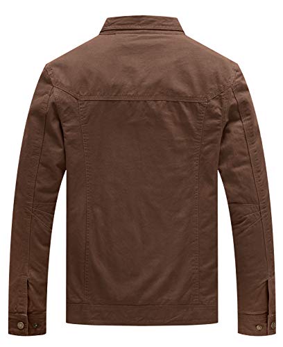 WenVen Men's Casual Canvas Cotton Jacket Lightweight Military Utility Jacket2