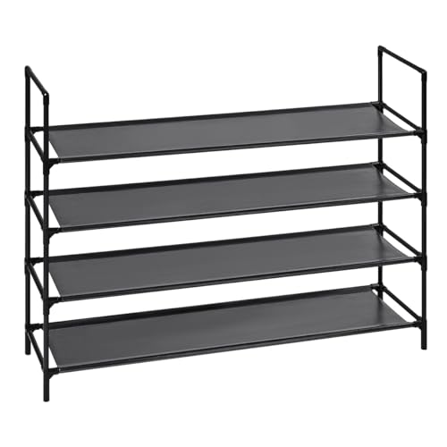 T-LoVendo Zapatero de 4 Alturas Estantería Organizador Zapatos Botas Bolsos Estantería para 16 Pares Abierto, Estrecho, Estructura de metal, Baldas de tela. 99,5x28x75cm. Entrada, Recibidor