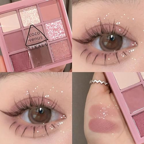 image for Go Ho Rose Gold Eyeshadow Palette,Pink Eyeshadow,9 Colors Matte&Shimme