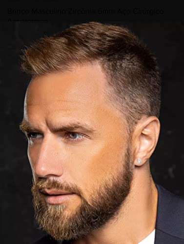 Brinco Masculino Zircônia 6mm Aço Cirúrgico Antialérgico