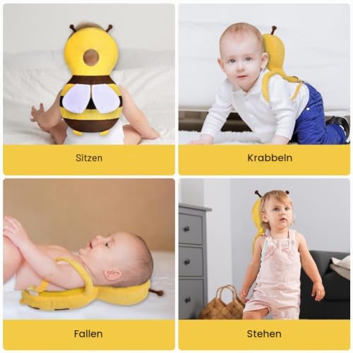 Vicloon Baby Kopfschutz Rucksack, Verstellbare Infant Sicherheit Pads, Atmungsaktive Baby Head Schutzpolster mit Knieschonern für 4-24… – Ansicht 3