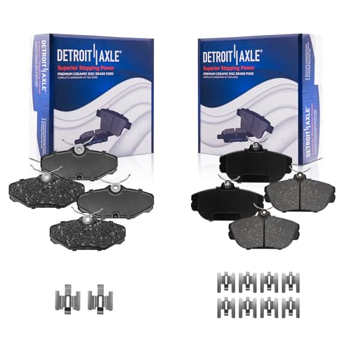 Image of Detroit Axle - Brake Pads for Ford Taurus 1994-2002, Mercury Sable 1994-2000, Lincoln Continental 1993-1994, Ceramic Brake Pads w /Hardware Front and Rear Replacement