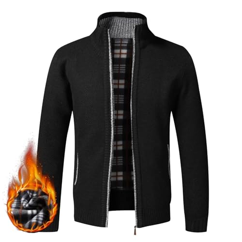 Men's Winter Fleece Lined Knit Cardigan Full Zip Slim Fit Sweater Outerwear2