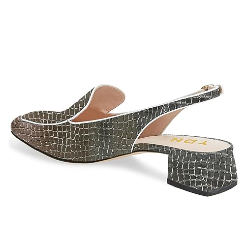 Image of YDN Women Closed Square Toe Block Low Heels Slingback Formal Loafer Dressy Shoes Office Lady Pump Size 4-15 US