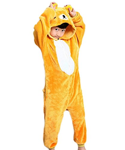 Preisvergleich Produktbild Ovender®, einteilige Kigurumi-Pyjamas für Kinder, Unisex, Kostüme für Karneval, Halloween, Cosplay, Partys und Feste, Motive: Einhorn, Stitch, Eule, Zebra, Giraffe, Column, Gelb