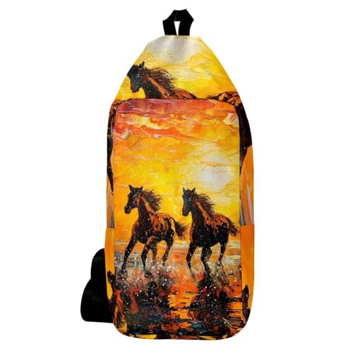 Sac à dos à bandoulière cheval au lever du soleil pour vos randonnées et voyages