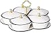 Assiette de Fruits Fruit Bowl Fruit Basket ménages Cinq-Grille en céramique Compartiment avec Couvercle Fruits secs Dessert Assiette de Fruits Fruits Bol (Color : White, Size : 28.5 * 14cm)