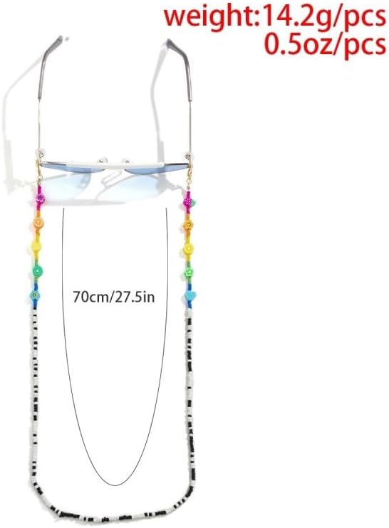 Rice Beads Contrasting Eyeglass Chains Hanging Neck Mixed Color Polymer Clay Sunglasses Chain Accessories