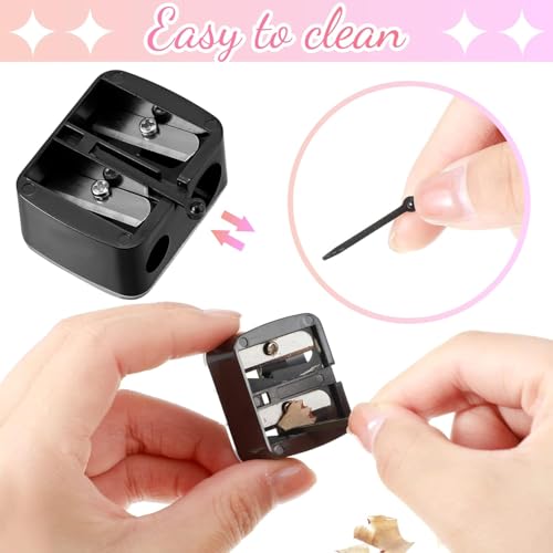 2 PCS Eyeliner Sharpener, 2 Holes Makeup Sharpener with Transparent Lid, Compact Eyebrow Pencil Sharpener for Various Sizes of Eyebrow Pencil, Eyeliner, Lip Liner etc(Black) - Image 4
