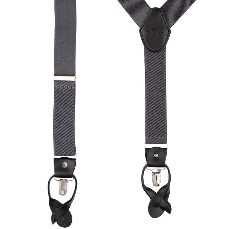 Image of The Tie Hub Button Suspenders for Men | Gentry Button-On Y-Back Elastic Braces | Adjustable 1.25 Inch | Formal Wedding