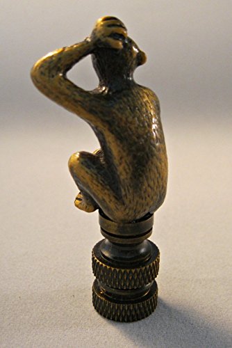 Image of Lamp Finial-Monkey-Aged Brass Finish, Highly Detailed Metal Casting