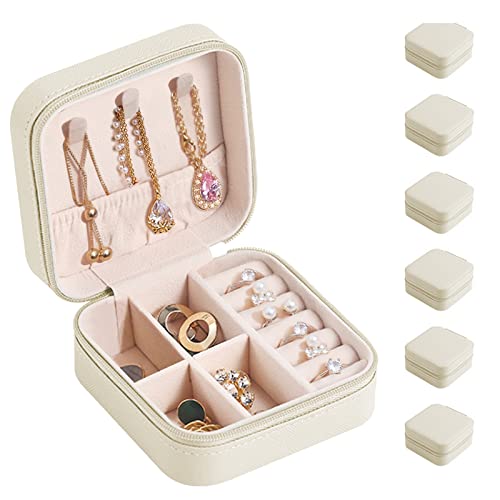 Agecash A 6 Pack Bridesmaid Gifts Jewelry Box, Bridesmaid Proposal Travel Small Jewelry Case Organizer Storage Earrings Rings Necklaces For Women Girls #TOP10