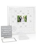 Pearhead Wedding Wishes Puzzle Photo Frame Guestbook, Modern Guest Book Alternative, Perfect for Wedding Reception or Bridal Shower, White