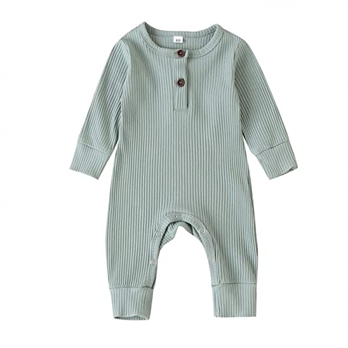 Image of CIYCUIT Newborn Baby Boy Girl Romper Clothes Infant Solid Ribbed Onesie Bodysuit Jumpsuit Outfits