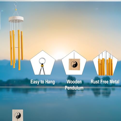 Image of Wind Chime | Wind Chimes for Balcony | Wind Chimes for Home Positive Energy (Gold)