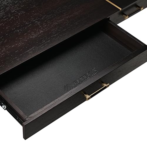 Image of EUREKA ERGONOMIC Standing Desk, 63 inch Executive Desk w Drawers,Modern X-Shaped Leg Luxury Home Office Computer Desk w Monitor Stand,Smoked Oak