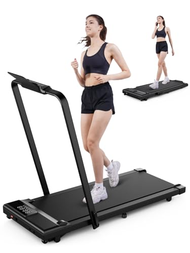 DeerRun 3 in 1 Walking Pad Treadmill, 300 Weight Capacity Foldable Treadmill, 3.0HP Low Noise Under...