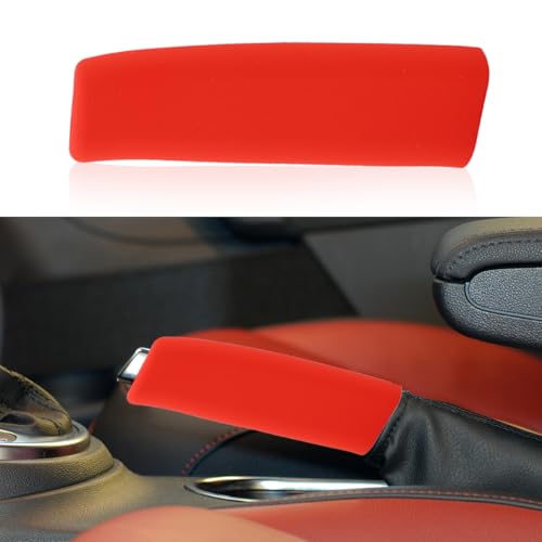 Car Handbrake Cover, Silicone Handle Grip Protector, Anti-Scratch Brake Parking Decorative Hood, Comfortable Brake Covers for Car Brake Levers, Universal for Most Cars (Red)