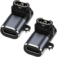 USB C 90 Degree Adapter 2 Pack, Garmin Watch Charger to USB Type C Cable Converter for Garmin Fenix 7 7S 7X 6 6S 6X 5 5S 5X, Forerunner 945 45 45S 245 Music, Instinct 1/2/2S/Tide and More