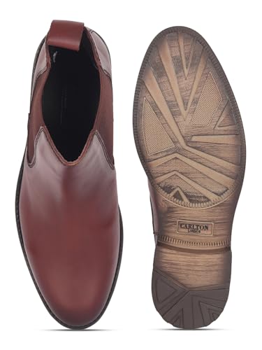 Image of Carlton London Men's Premium Leather Slip-On Solid Chelsea Boots
