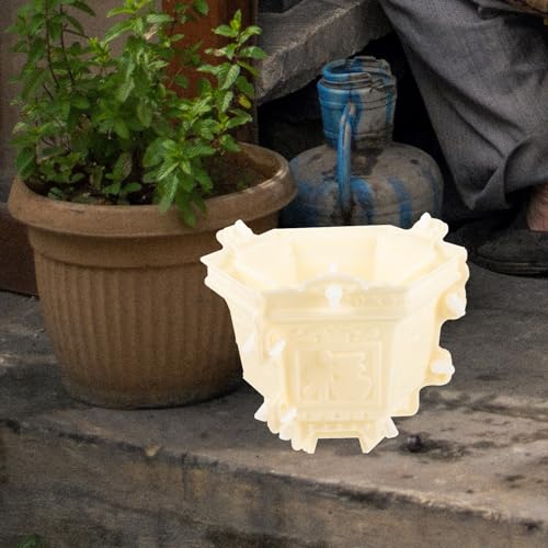 Moule plastique hexagonal pot de fleur diy solide réutilisable beige