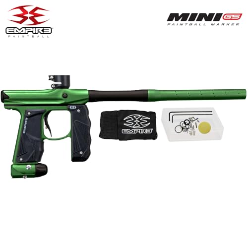 Image of Maddog Empire Mini GS Full Auto Paintball Gun Marker w /HPA Tank, Empire Halo Too Loader, Thermal Anti-Fog Paintball Mask Goggle, Neck Protector, 4+3 Harness & (4) Pods Starter Package Green /Brown