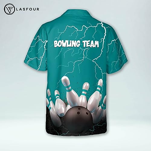 LASFOUR Personalized Bowling Hawaiian Shirts for Men, Men's Bowling Button-Down Short Sleeve, Crazy Bowling Team Shirts4
