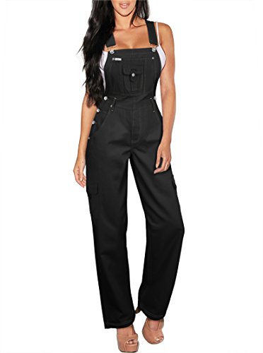Hybrid & Company Womens Stretch Denim Overalls PVJ156170 Black L