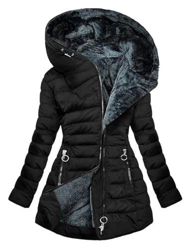 Veste polaire décontractée femme contre le froid doudoune noire coupe confortable 4XL