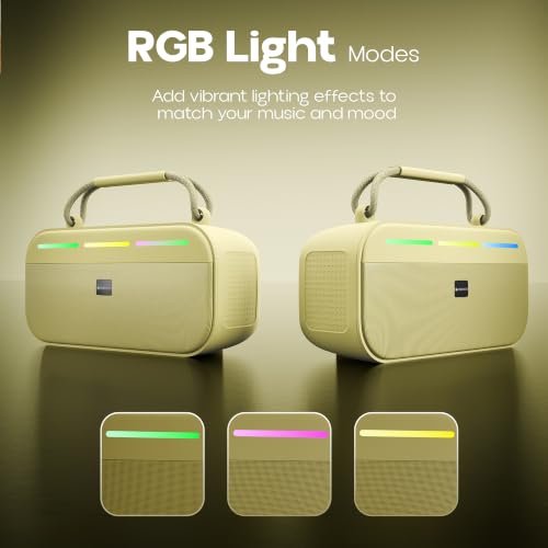 Image of Zebronics Sound Feast 45 Portable Bluetooth Speaker, 20W RMS, Up to 5h Playback, 6.6cm Driver, Deep Bass, 4 RGB Modes, BT v5.4, USB, mSD, FM Radio, TWS, Type-C Charging, Carry Handle (Yellow)