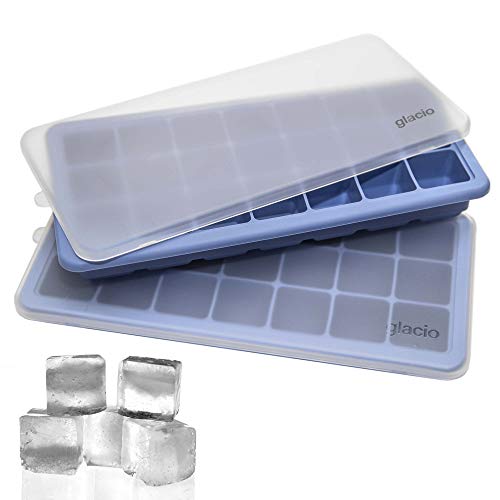 glacio Ice Cube Trays Silicone with Lids - Covered Flexible Ice Trays