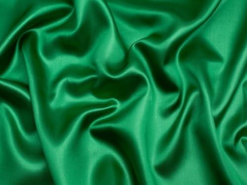 Minerva Core Range Tissu satiné liquide Vert émeraude – Léger et adapté à la couture – Largeur : environ 150 cm – Vendu au mètre