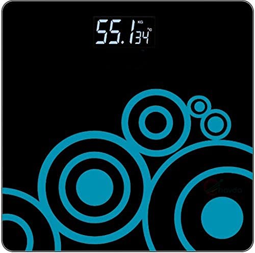 Chavda Digital Body Weight Bathroom Scale with Step-On Technology,Weighing Scale with Extra Large Blue Backlit Display, 180 Kg,Black