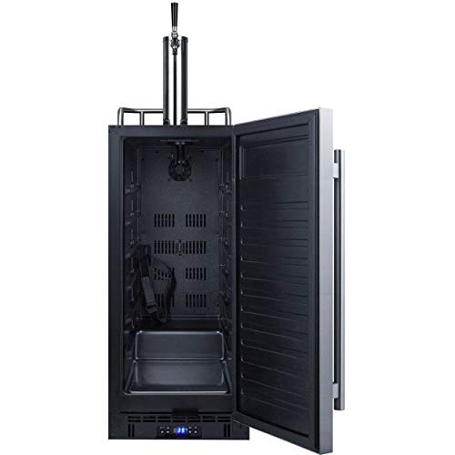 Summit Appliance SBC15CF Built-In 15" Wide Commercially Listed Kegerator with Auto Defrost, Digital Thermostat, Stainless Steel Door, Black Cabinet, Pro Style Handle, Sealed Back and Front Lock on Fridge.com