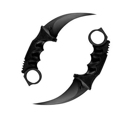 TOPOINT Karambit Knife, Stainless Steel Fixed Blade Knife with Sheath and Cord Knife CS-GO for Hunting Camping and Field Survival (Black&Black)