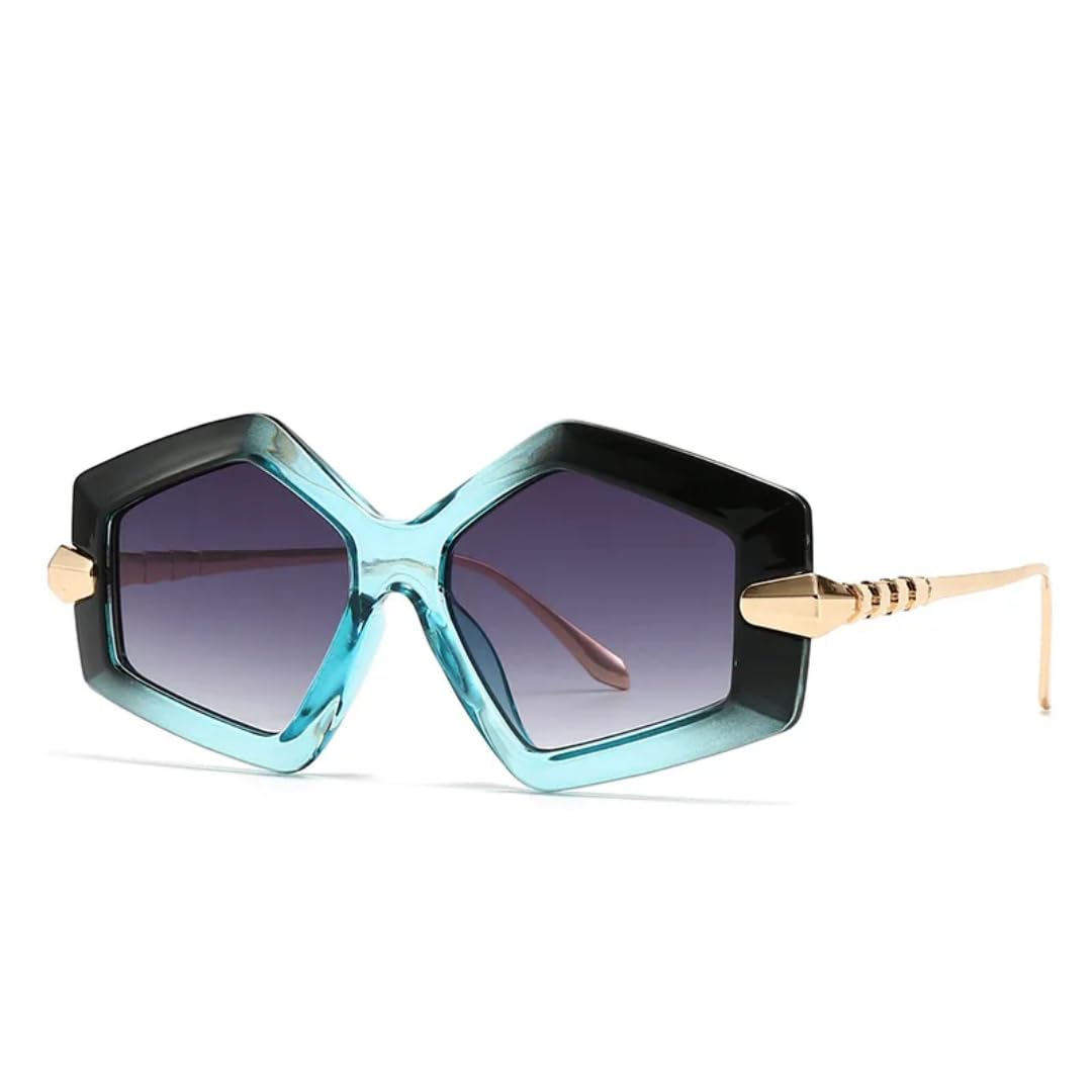 Lunettes de soleil vintage de créateur à monture large en métal géométrique - 8