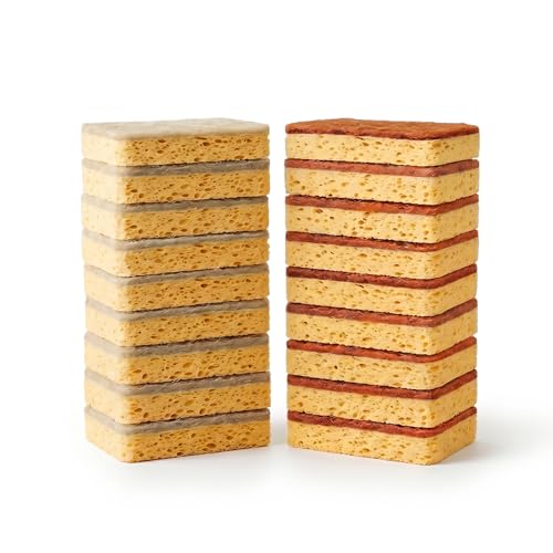 Image of Natural Sponges for Dishes - 12Pcs Biodegradable Sponges,Natural Dish Sponge, Palm Fiber Scrubbing Sponge