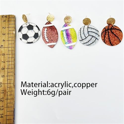 Acrylic Football Earrings Basketball Volleyball Baseball Dangle Drop Earring Sports Earrings for Women Team Jewelry3
