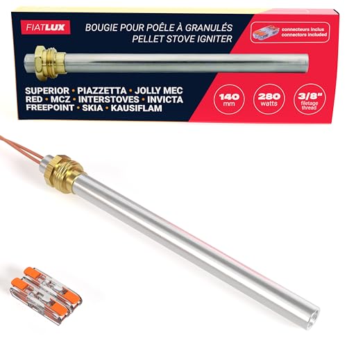 Resistenza Candeletta Accensione per Stufa A Pellet MCZ/Superior/Piazzetta/Jolly Mec/RED/Interstoves/Invicta/Freepoint/SKIA/Kausiflam (140/150mm - 280W - filettato 3/8)