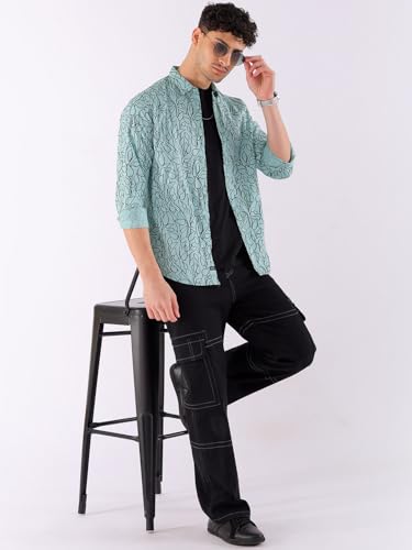 Image of The Indian Garage Co Men Cotton Regular Fit Full Sleeves Spread Collar Casual Shirt