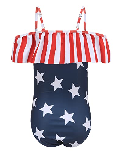 Image of Girls One Piece Swimsuits One Shoulder Ruffle Swimwear Floral Bathing Suit
