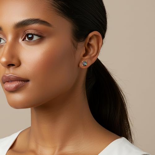 Image of 5 Pairs 14K Gold Plated Stud Earrings for Women, Hypoallergenic Earring Sets for Multiple Piercing, Premium Cubic Zirconia Studs Earrings for Women