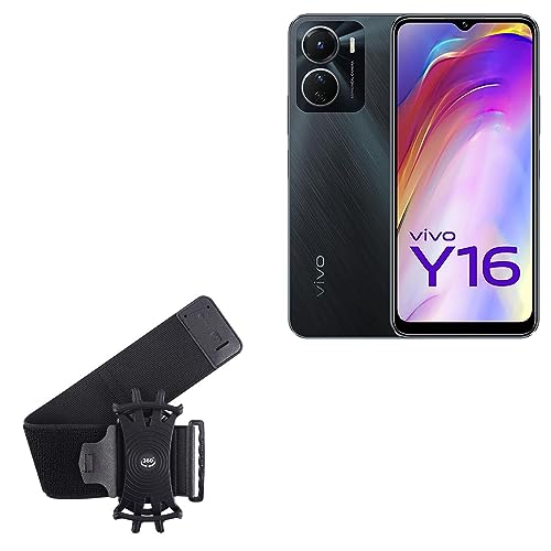 BoxWave Holster Compatible with vivo Y16 - ActiveStretch Sport Armband, Adjustable Armband for Workout and Running - Jet Black