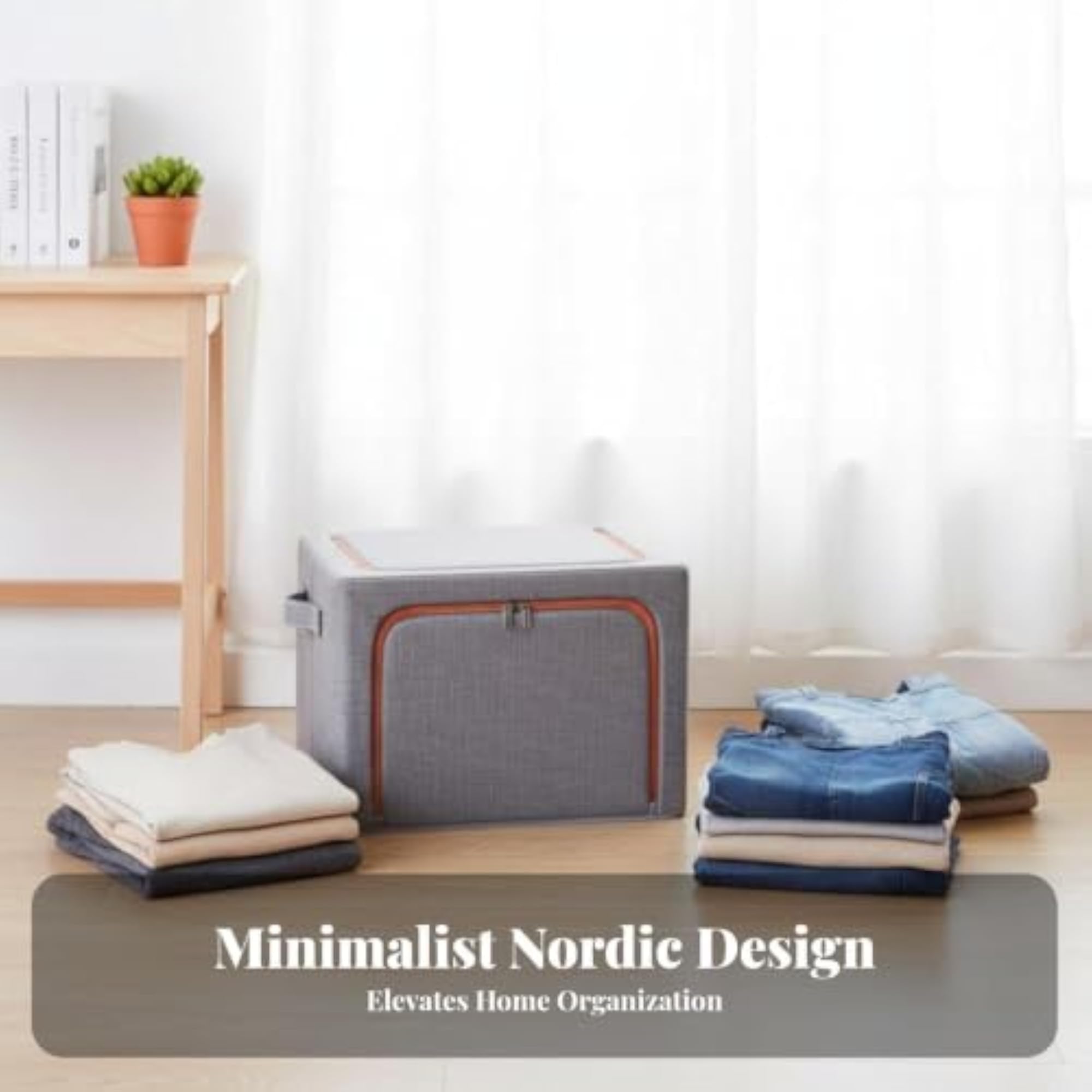 Foldable Textile Container for Clothes, Stackable Organizer Box